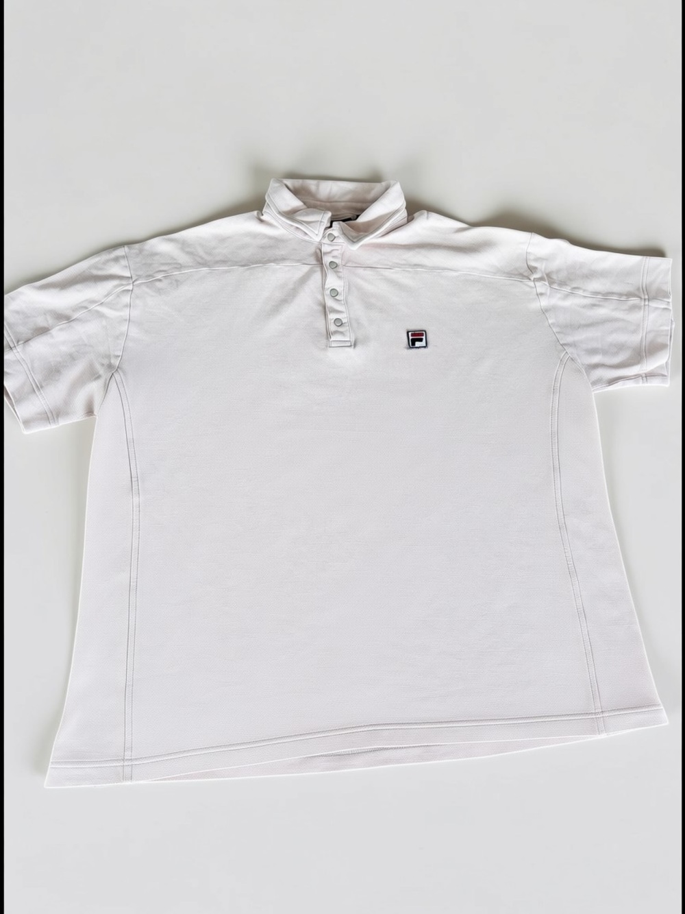 FILA Snap Henley Polo Shirt Mens XXL Beige Short Sleeve